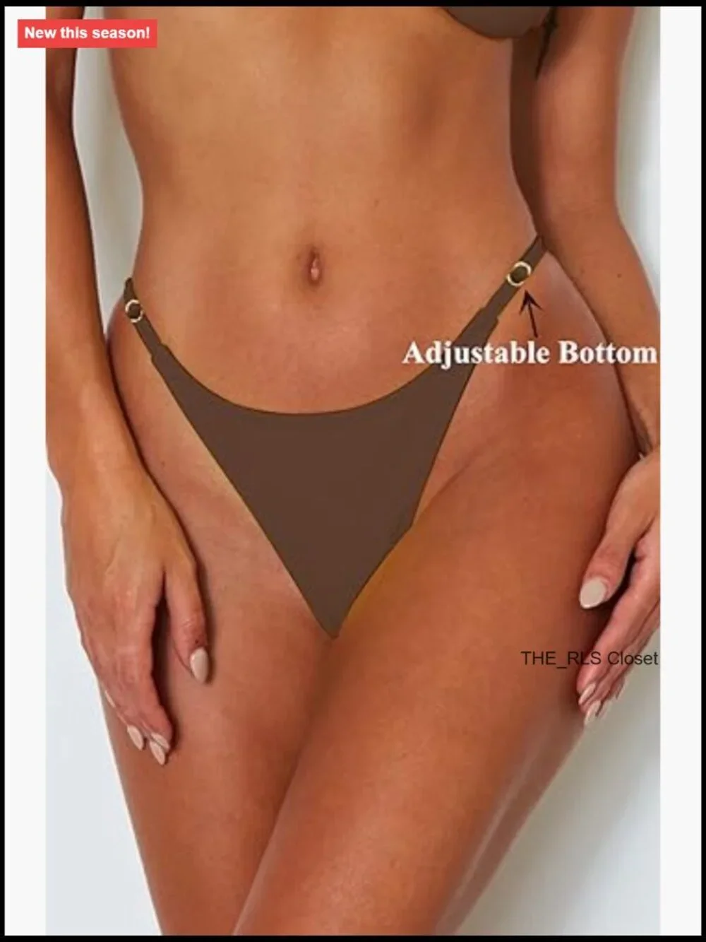 Two Piece Bikini Set Triangle Top Thong Bottom Adjustable Straps Swimsuit